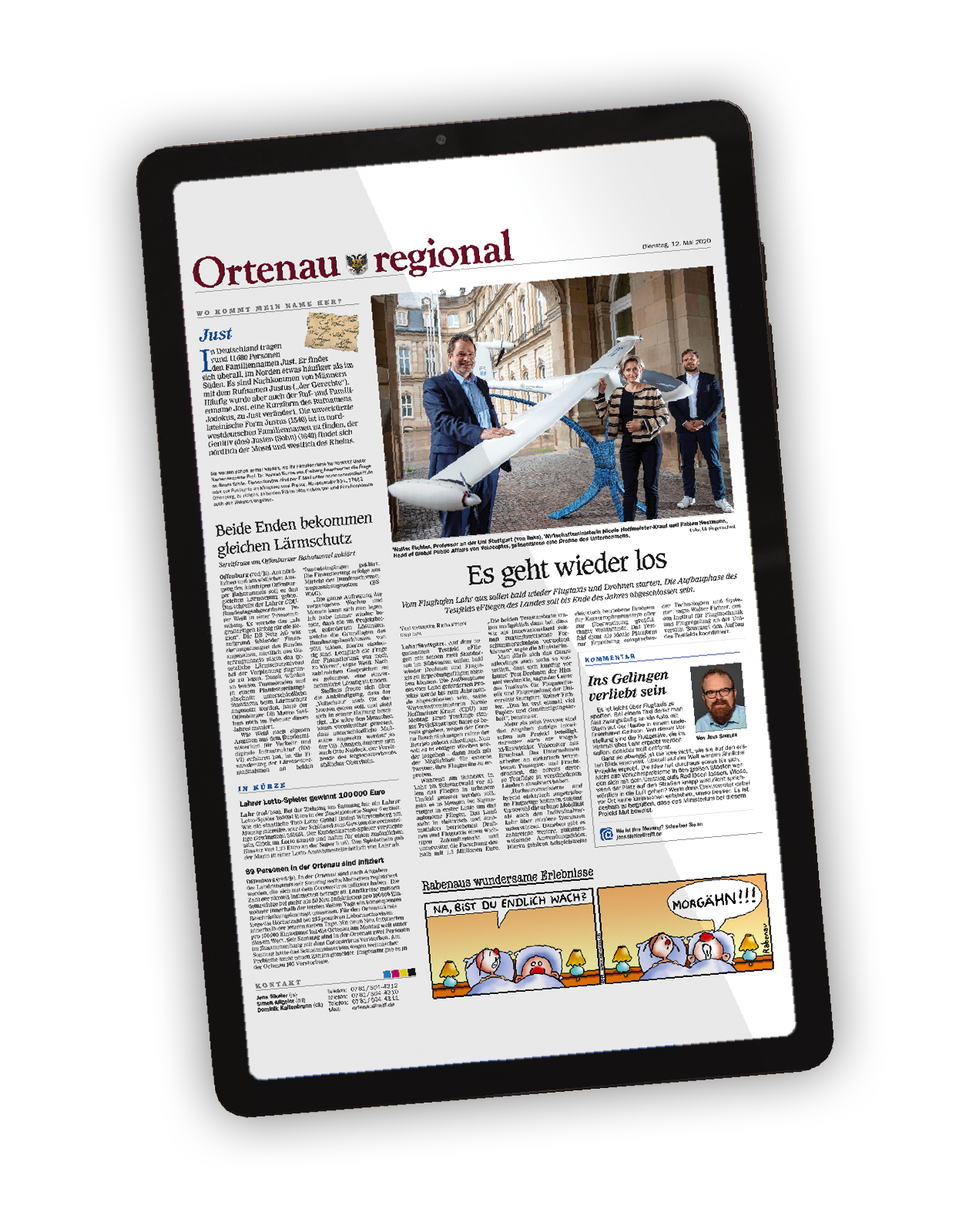 Tablet mit Zeitungsseite